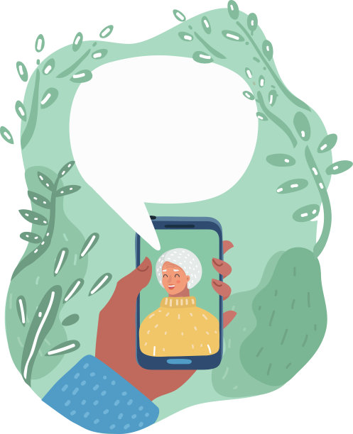 卡通老奶奶在打电话图片下载