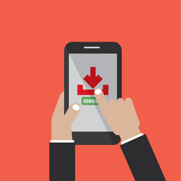 屏幕上有文件下载按钮的智能手机图片下载