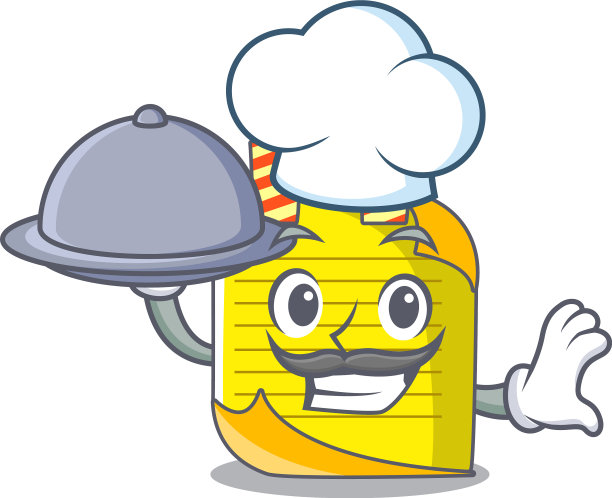 厨师与食物核对纸条纸吉祥物图片下载