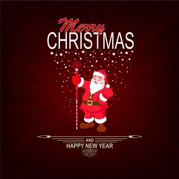 圣诞夜设计与圣诞老人的剪影图片下载