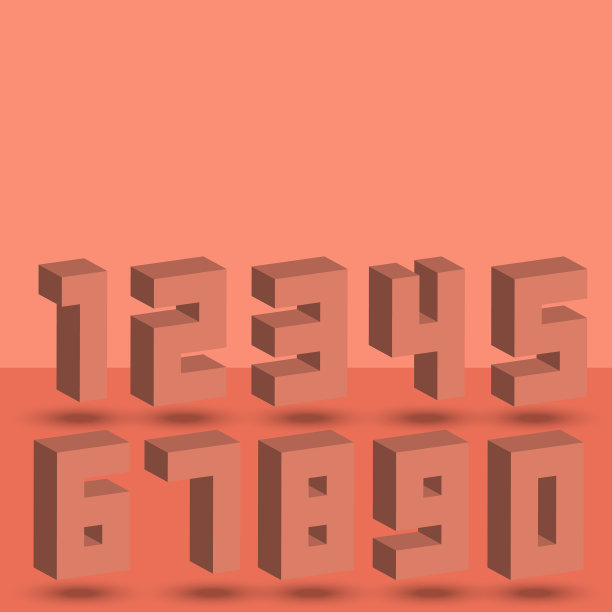 数字套珊瑚半色调3d等距风格图片下载