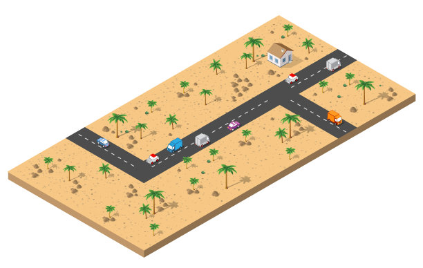 一个农场的等距视图图片下载