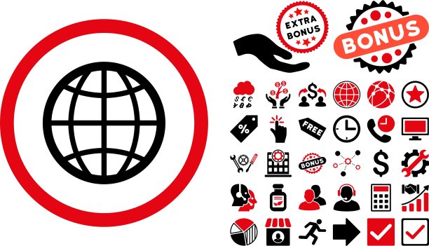 带赠品的地球仪扁平图标图片下载
