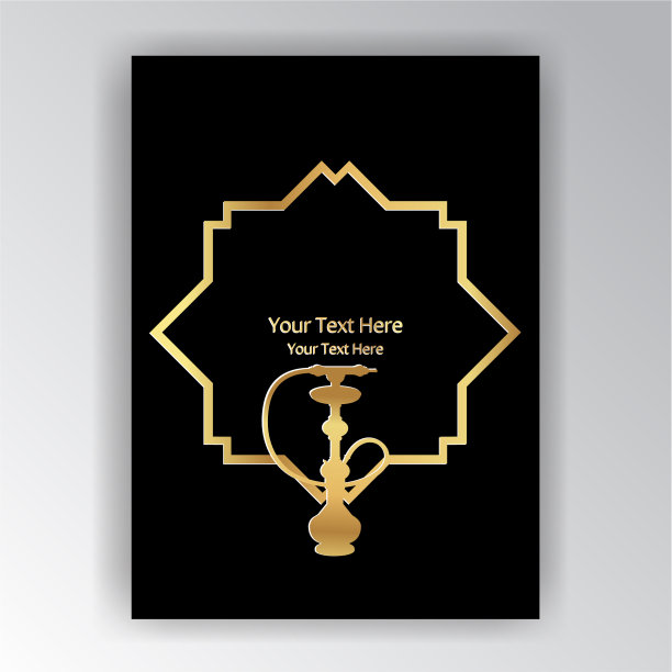 金色剪影水烟在黑色艺术装饰艺术图片下载