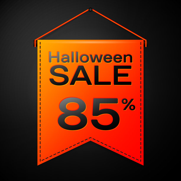 刻有万圣节字样的橙色三角旗图片下载