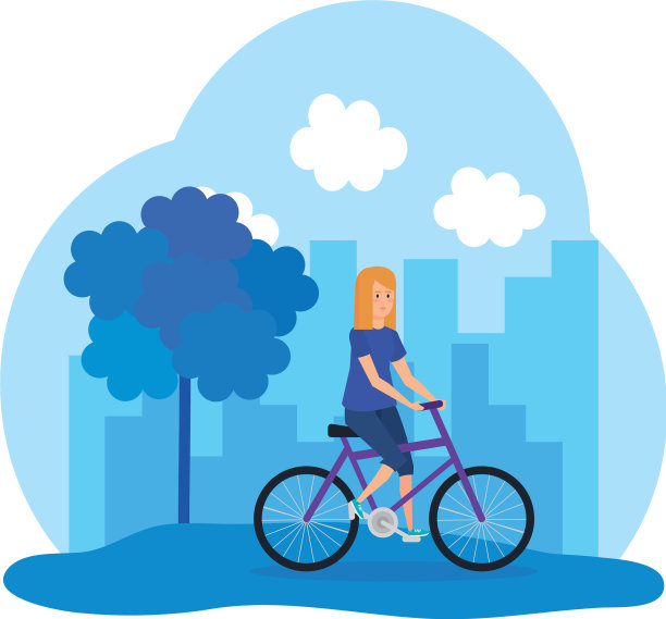 年轻女子骑自行车图片下载