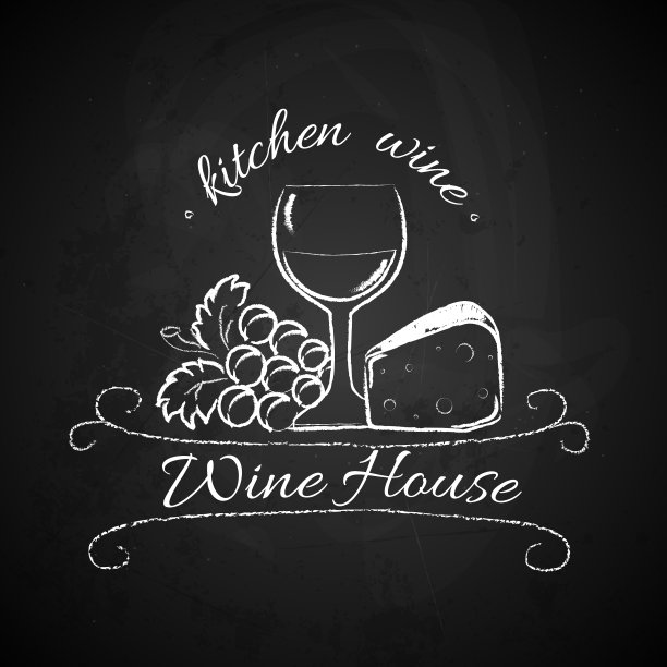 粉笔标志葡萄酒图片下载