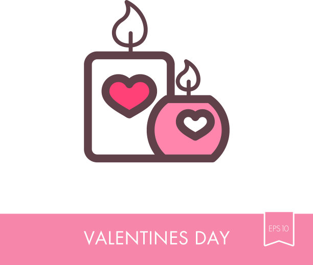 燃烧的蜡烛与心的图标图片下载