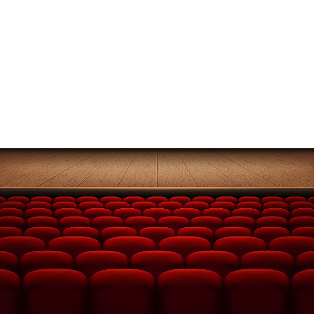 一排排孤立的红色电影院或剧院座位图片下载