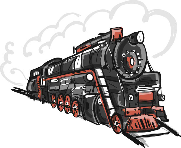 复古火车草图为您的设计图片下载