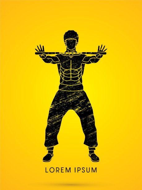 男人和双节棍准备战斗了图片下载