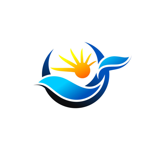 波浪和阳光标志符号图标设计图片下载