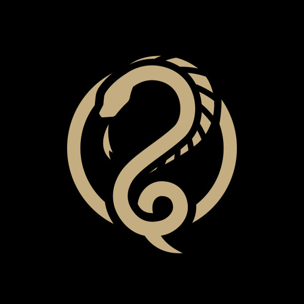 蛇龙标志上有圆形暗色标志图片下载