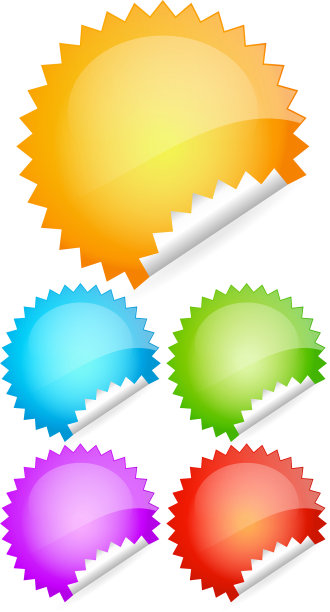 剥彩色闪亮的圆形贴纸标签图片下载