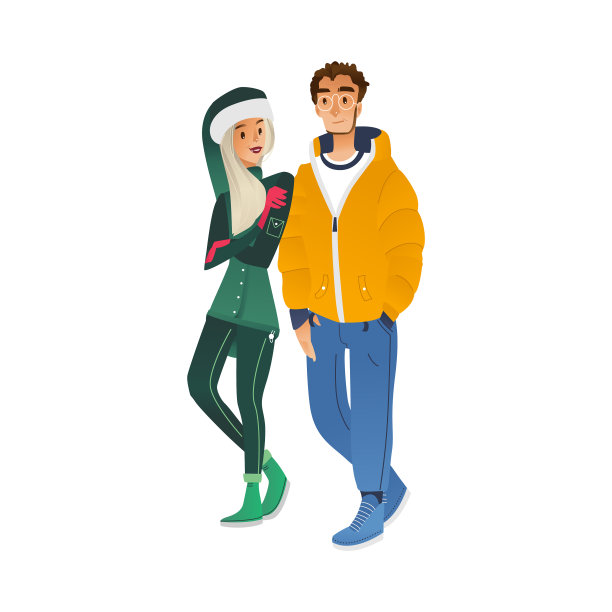 素描爱好者在冬天拥抱散步图片下载