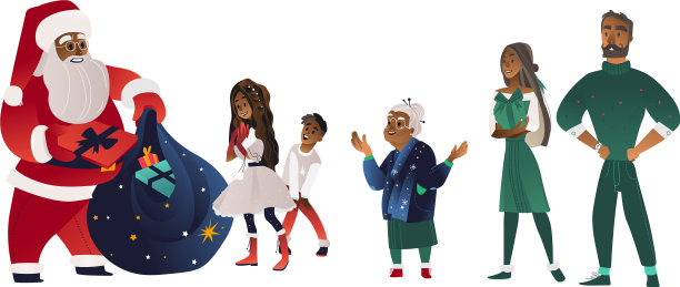 画圣诞老人给家人的礼物图片下载