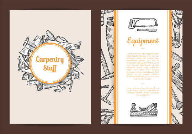 手绘木制品卡片或传单模板图片下载