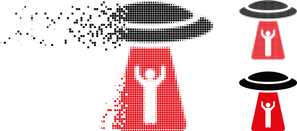 消失的像素半色调男子绑架UFO图片下载