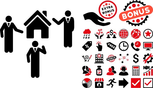 房地产讨论人的单位图标与奖金图片下载