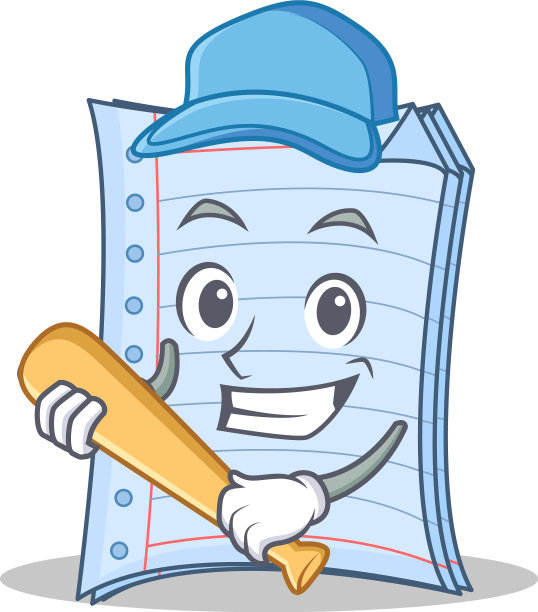 打棒球笔记本人物卡通风格图片下载