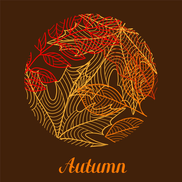 花的背景与程式化的秋天树叶图片下载