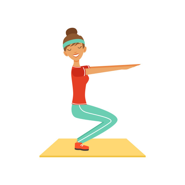 运动的年轻女子角色做下蹲女孩图片下载