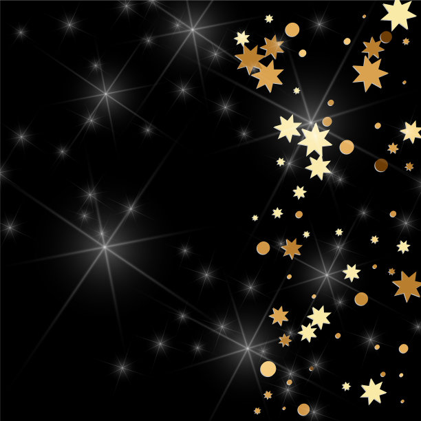 黑色背景上的金色五彩纸屑图片下载