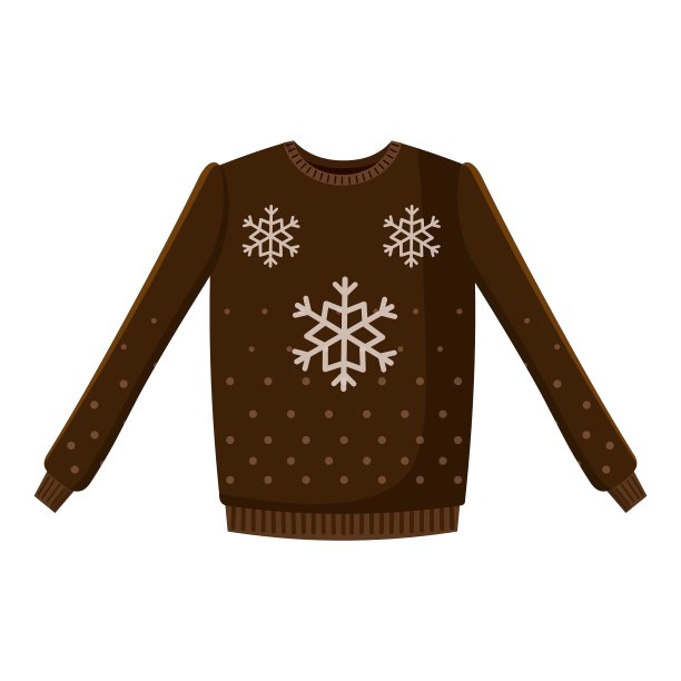 棕色毛衣与雪花图标卡通风格图片下载