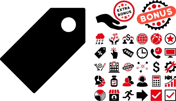 带奖金的扁平标签图标图片下载