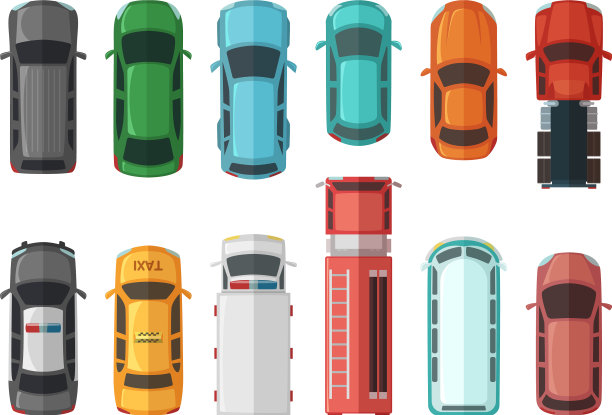 交通的图片顶视图汽车孤立图片下载