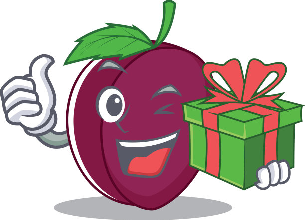 配有礼品梅花吉祥物卡通风格图片下载