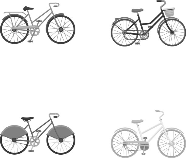 运动自行车和其他类型不同的自行车套装图片下载