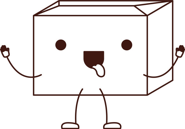 密封卡哇伊动画纸箱在单色图片下载