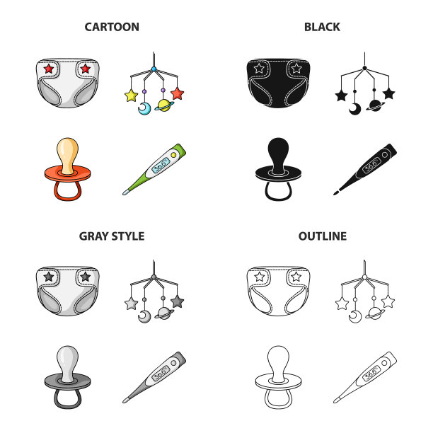 儿童尿布、玩具转盘、奶嘴。图片下载