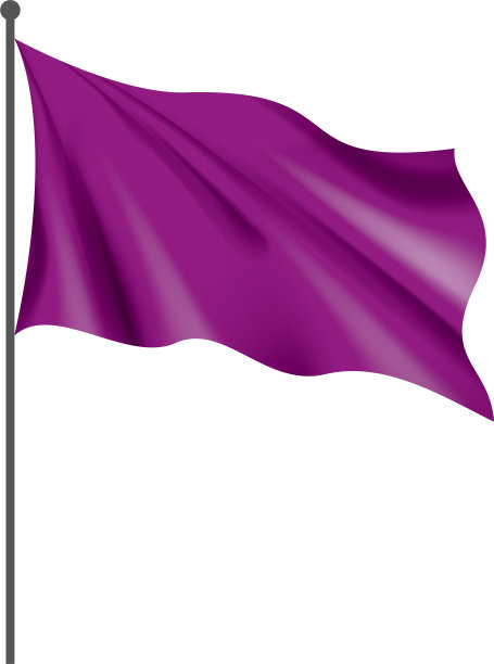 在白色的背景上挥舞着紫色的旗帜图片下载