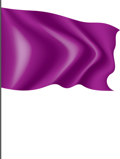 在白色的背景上挥舞着紫色的旗帜图片下载