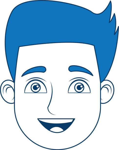 男人卡通与蓝色头发的脸肖像图片下载