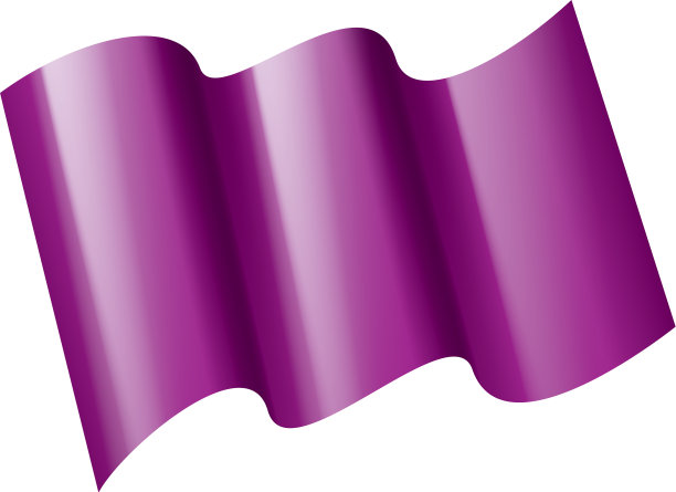在白色的背景上挥舞着紫色的旗帜图片下载