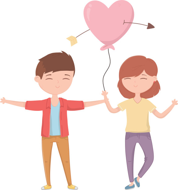情人节快乐，穿气球的情侣图片下载