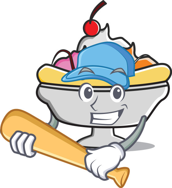 玩棒球香蕉分裂的卡通人物图片下载