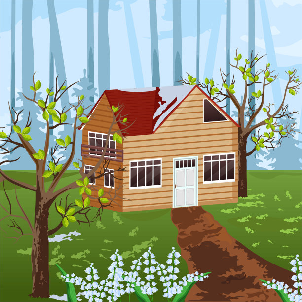 木屋春季的背景图片下载