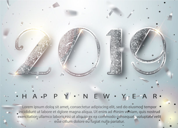 2019年新年贺卡与银图片下载