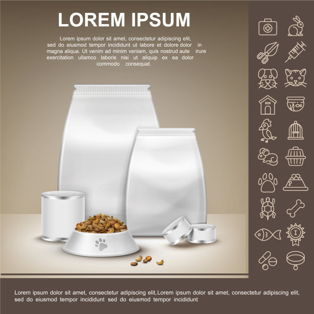 逼真的猫和狗粮组成图片下载