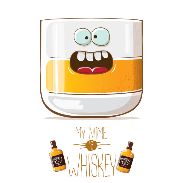 滑稽的威士忌酒杯人物孤立上图片下载