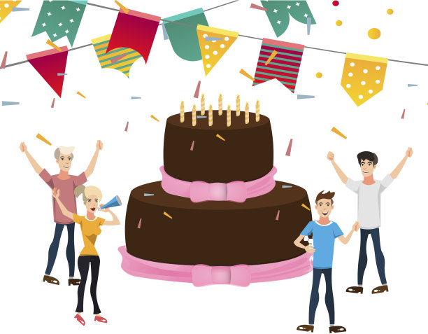 这群年轻人用一个蛋糕来庆祝图片下载