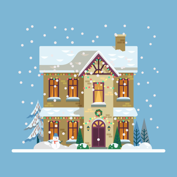 院子和房子装饰2019年新年圣诞图片下载