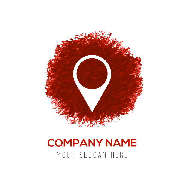 地图引脚图标-红色水彩圈飞溅图片下载