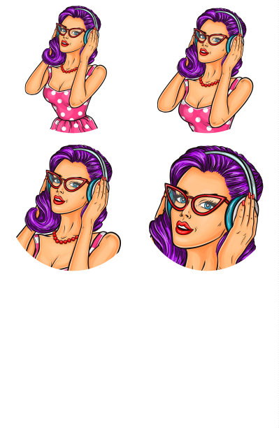 一组女性波普艺术圈图片下载