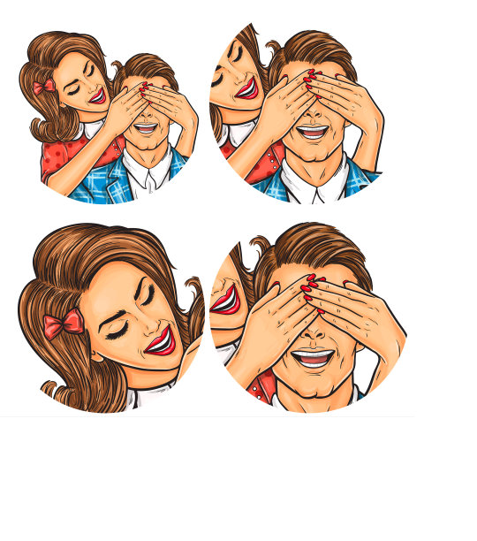 一组女性波普艺术圈图片下载