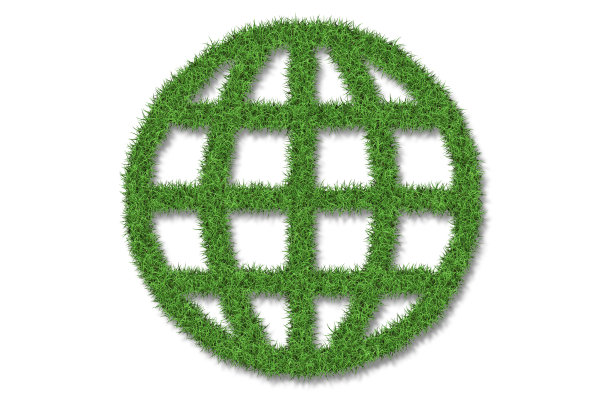 绿草地球仪:环境问题与绿色能源概念图片下载